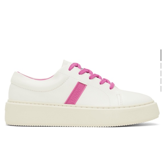 GANNI White & Pink Sporty Mix Cupsole Sneakers Size40 - Picture 1 of 11